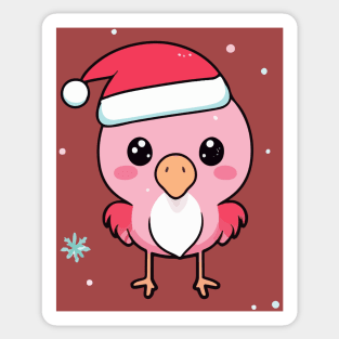 Kawaii Christmas Flamingo - Adorable Holiday Delight for Flamingo Lovers Sticker